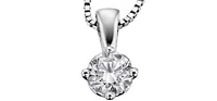 14K White Gold 0.10cttw Round Cut Canadian Diamond Pendant, 18”