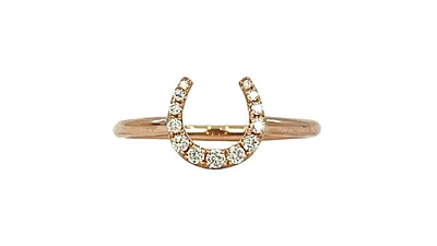 14K Rose Gold 0.14cttw Diamond Horseshoe Ring, size 6.5