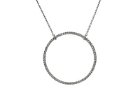 18K White Gold 0.50cttw Diamond Circle Pendant, 18"