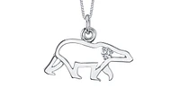 10K White Gold 0.067cttw Canadian Diamond Polar Bear Pendant, 18"
