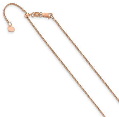 Adjustable 14K Gold Wheat Chain 16" - 30" 1.0mm