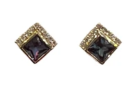 10K Yellow Gold Created Alexandrite and Diamond Earrings