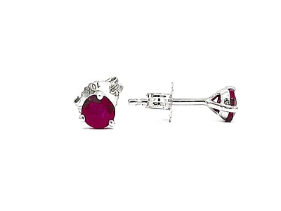 10K White Gold 0.50cttw Genuine Ruby stud Earrings
