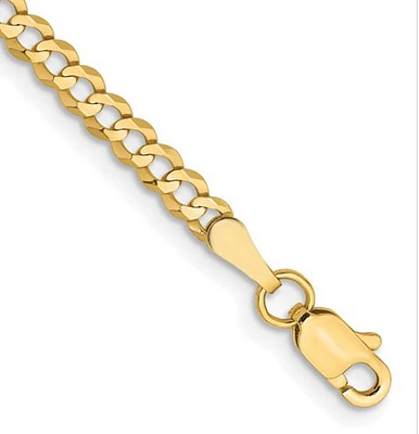 14K Yellow Gold Lightweight Flat Cuban Curb Chain