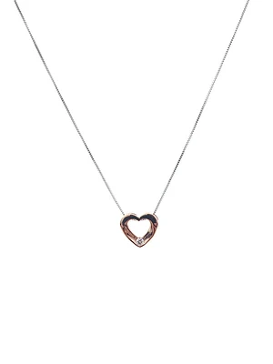 10K White & Rose Gold 0.036cttw Canadian Diamond Heart Pendant, 18"