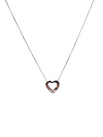 10K White & Rose Gold 0.036cttw Canadian Diamond Heart Pendant, 18"