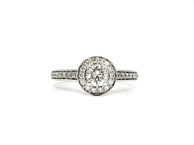 14K White Gold 0.77cttw Diamond Halo Engagement Ring,  6