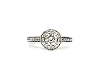 14K White Gold 0.77cttw Diamond Halo Engagement Ring, 6