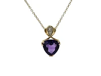 10K Yellow Gold Amethyst & Diamond Necklace, 18"
