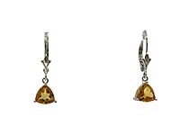 10K White Gold 1.60cttw Citrine Lever Back / Dangle Earrings