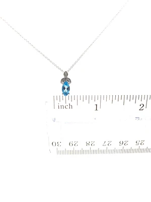 Blue Topaz and Diamond Pendant