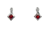 10K White Gold Garnet Stud Earrings