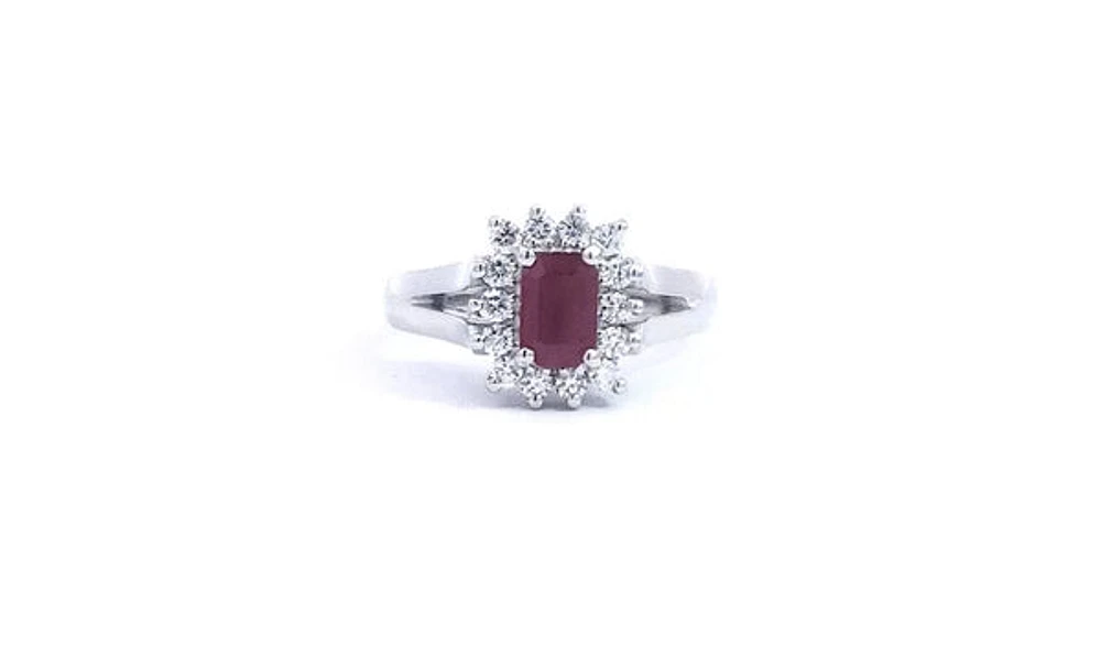 14K White Gold 0.70cttw Ruby and 0.30ttw Diamond Ring - 7