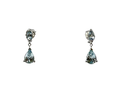 10K White Gold 1.70cttw Genuine Aquamarine Dangle / Drop Earrings