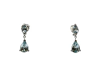 10K White Gold 1.70cttw Genuine Aquamarine Dangle / Drop Earrings