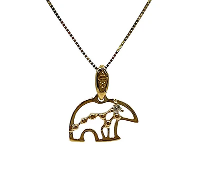 14K Yellow Gold 0.03cttw Diamond Big Dipper Bear Pendant - 14mm x 10mm