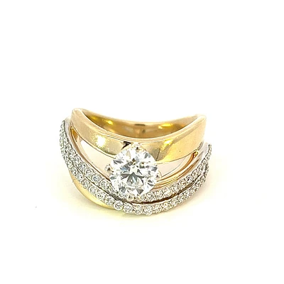 14K Yellow Gold 1.78cttw Round Brilliant Cut Lab Grown Diamond Ring, 6 - / White