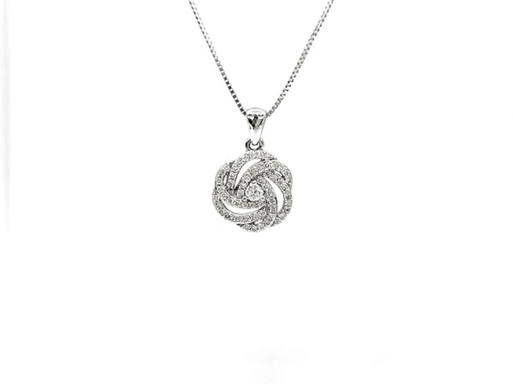 10K White Gold 0.20cttw Diamond Pendant, 18"