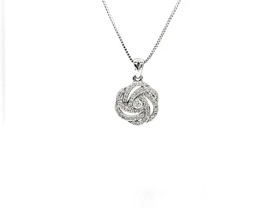 10K White Gold 0.20cttw Diamond Pendant, 18"