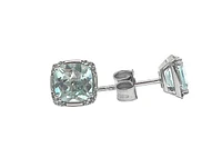 10K White Gold Aquamarine & 0.06cttw Diamond Earrings