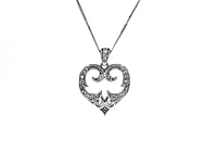 10K White Gold 0.20cttw Diamond Heart Pendant, 18"