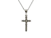 10K White Gold 0.09cttw Diamond Cross Necklace (8mm x 13mm) - 18 Inches