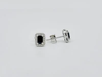10K Gold Genuine Sapphire & Diamond Earrings