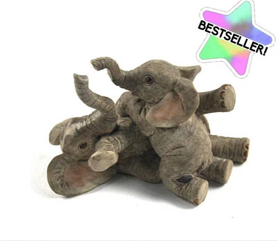 2 Playing Elephants Figurine