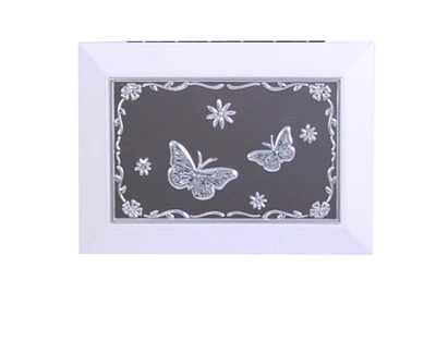 White Jewel Box with Butterflies AT402