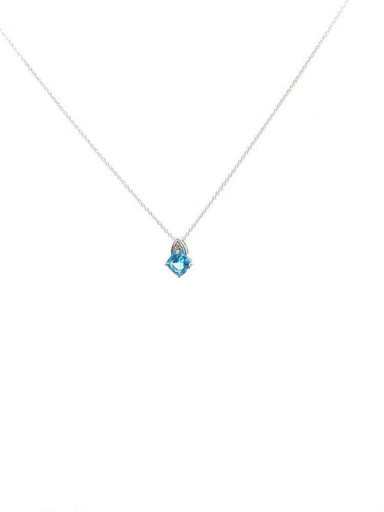 Blue Topaz and Diamond Pendant