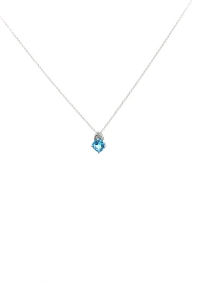 Blue Topaz and Diamond Pendant