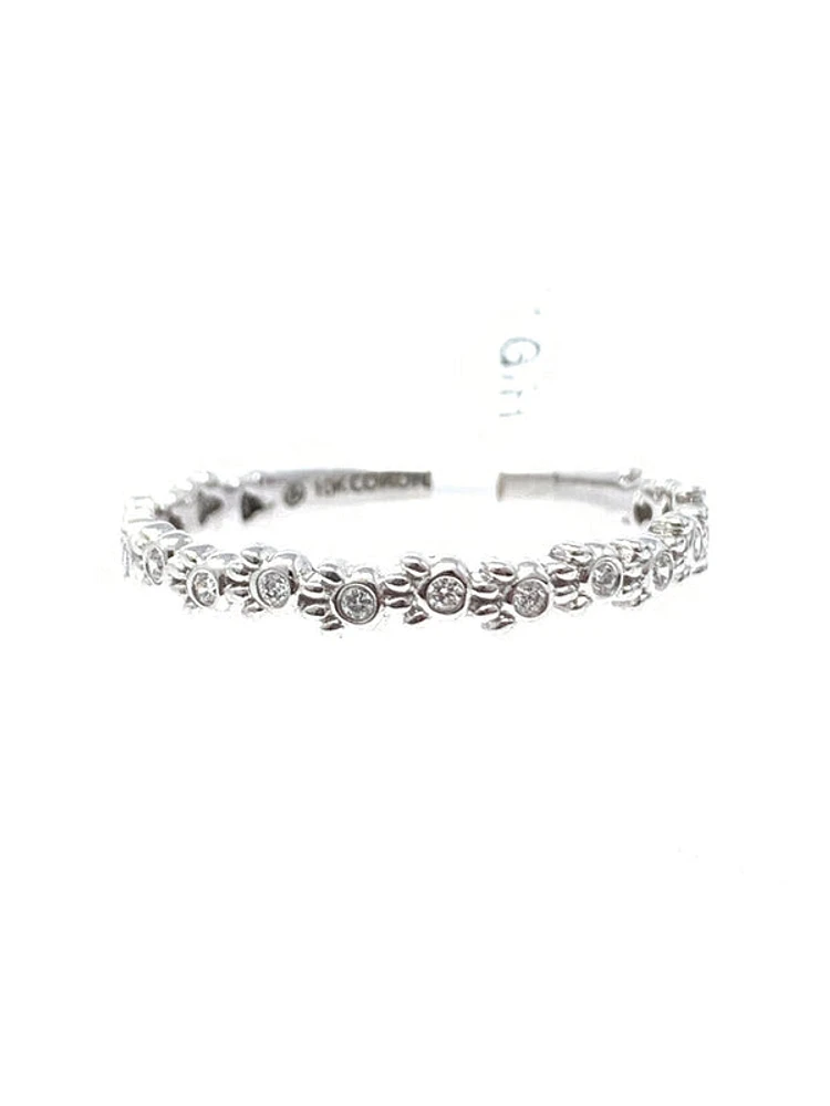 10k White Gold 0.065cttw Paw Print Diamond Ring, 6.5
