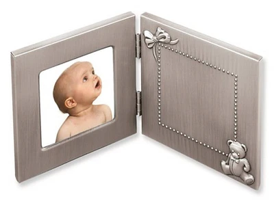 Pewter Finish Hinged Baby 3x3 Photo Frame