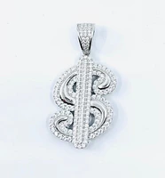 Money symbol Sterling Silver Charm w /CZ