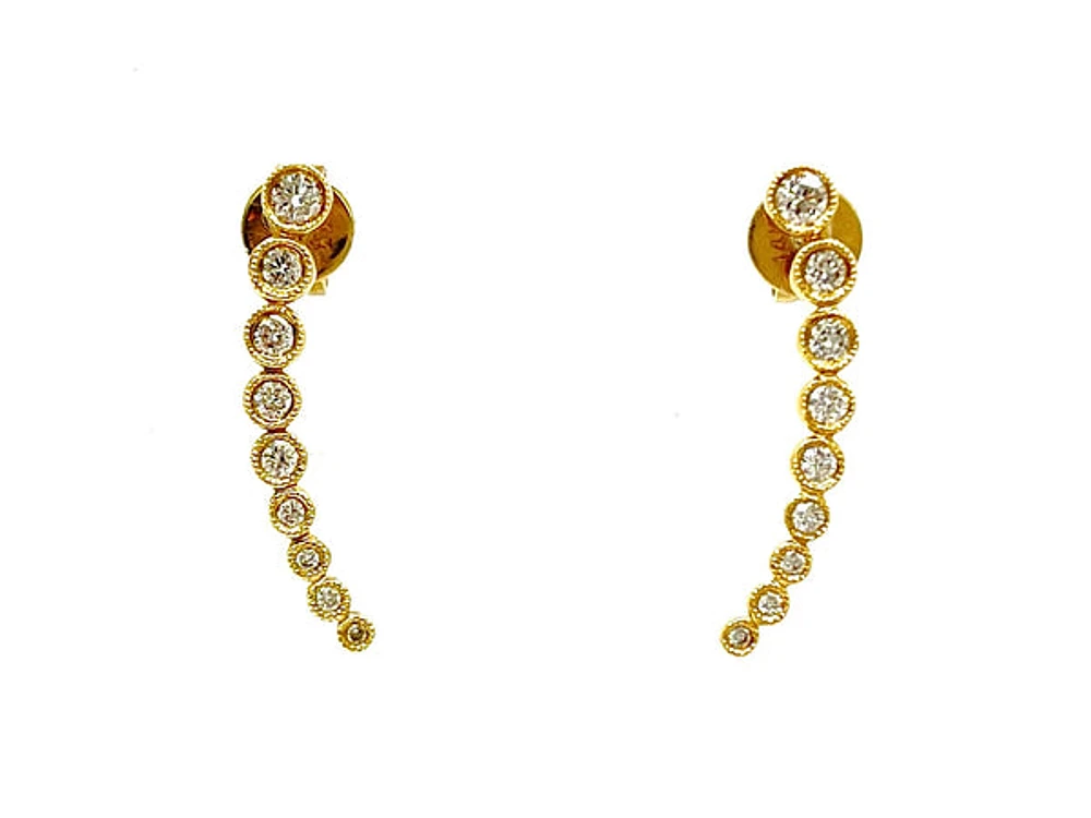 14K Yellow Gold 0.34cttw Diamond Earrings - 21mm