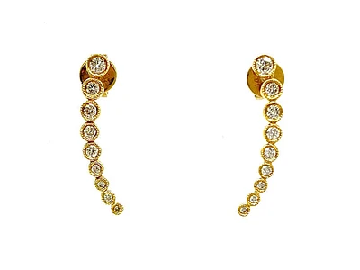 14K Yellow Gold 0.34cttw Diamond Earrings - 21mm