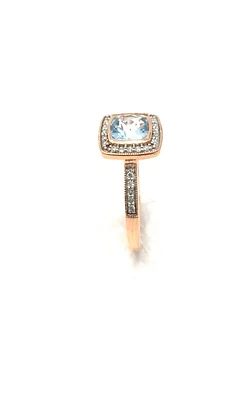 10K Rose Gold BLue Topaz & Diamond Ring- Size 6.5