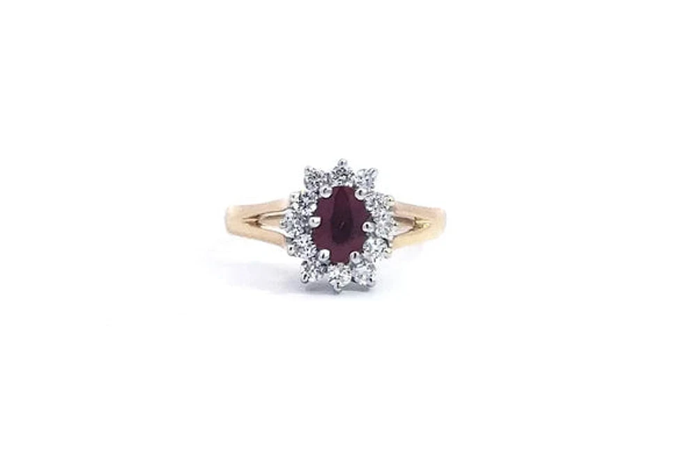14K Yellow Gold 0.65cttw Ruby and 0.40ttw Diamond Ring - Size 7