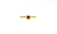 10K Yellow Gold 0.10cttw Genuine Amethyst  Halo Ring, size 6.5