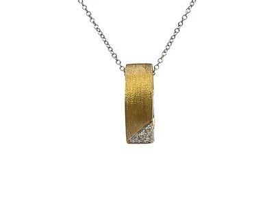 10K Two-Tone Reversible 0.08cttw Diamond Pendant, 18"