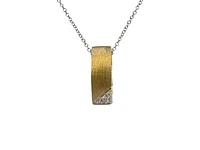 10K Two-Tone Reversible 0.08cttw Diamond Pendant, 18"