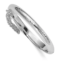 Sterling Silver Rhodium-plated Textured Safety Hinged Baby Bangle