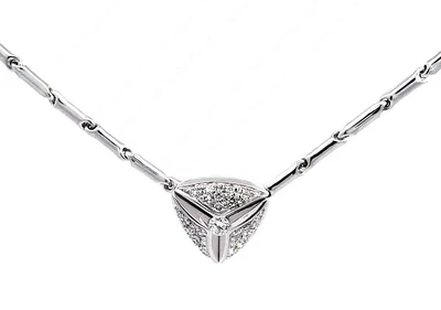 18K White Gold Diamond Pave Necklace, 18"