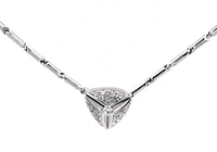 18K White Gold Diamond Pave Necklace, 18"