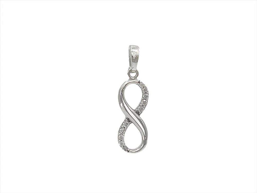10K White Gold Infinity Cubic Zirconia Charm - 21mm x 5mm