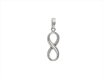 10K White Gold Infinity Cubic Zirconia Charm - 21mm x 5mm