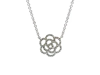 14K White Gold 0.14cttw Floral Diamond Necklace - 18 inches