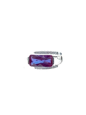 Created Alexandrite and Diamond Ring