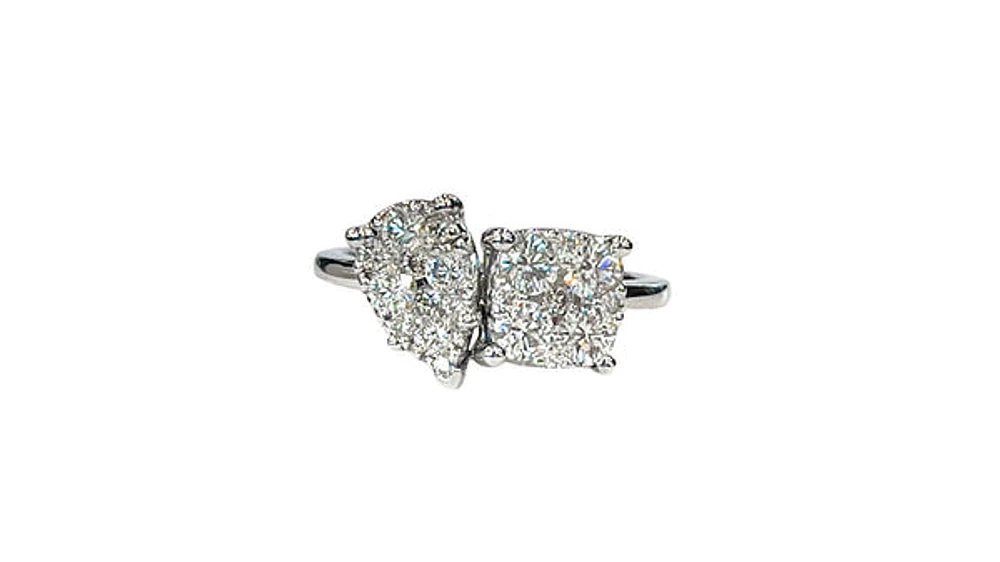 10K White Gold 1.00cttw Diamond Cluster Ring, size 6