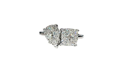 10K White Gold 1.00cttw Diamond Cluster Ring, size 6
